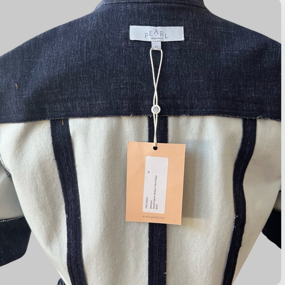 NWT Pearl Midnight Stretch Denim Snap Button Front Dress Size 10 - Picture 11 of 12